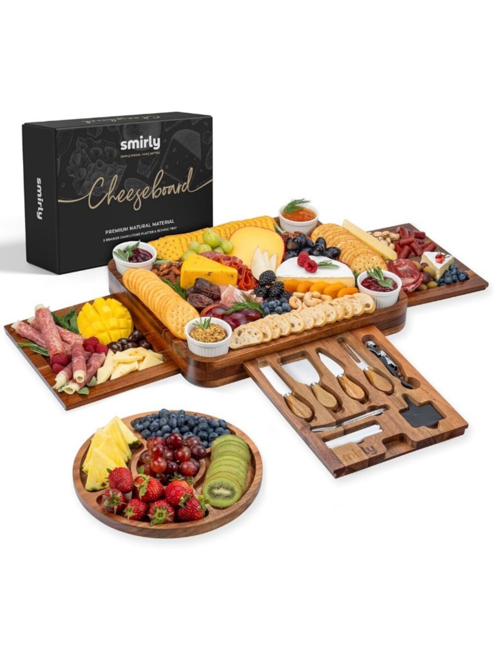Large Acacia Charcuterie Board Set - Perfect for Entertaining & Cheese Lovers